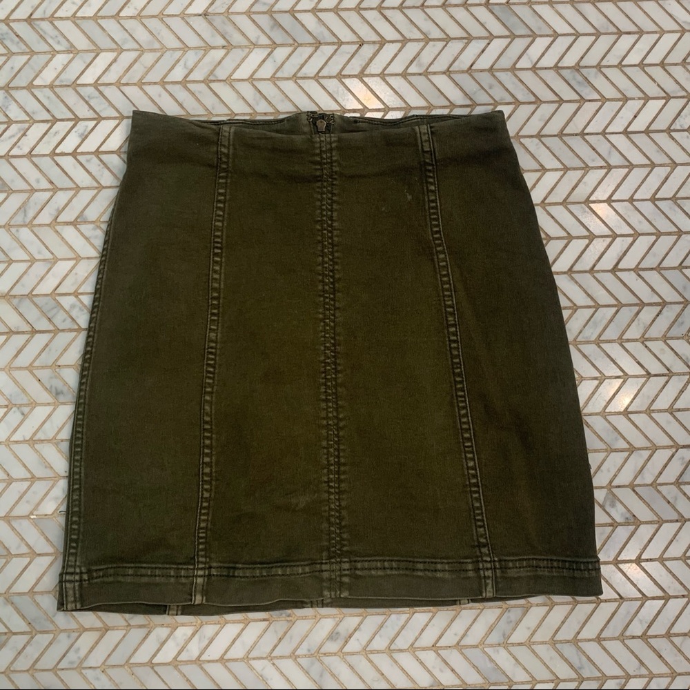 Free People Army Green Mini Pencil Skirt Cute